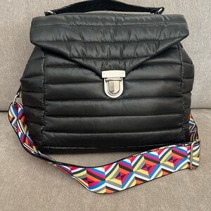THINK ROYLN Pink Quilted Bag with Colorful Strap